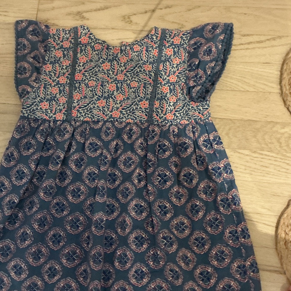 Roller Rabbit Navy and Pink Patterned Kids Dress